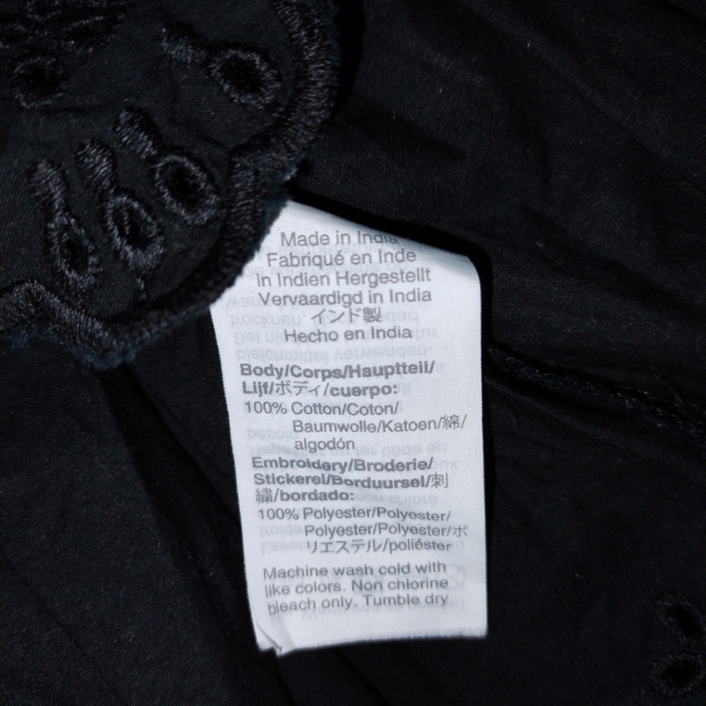 J. Crew | Black Sleeveless Tulip-Back Eyelet Peplum Top - Picture 7 of 8
